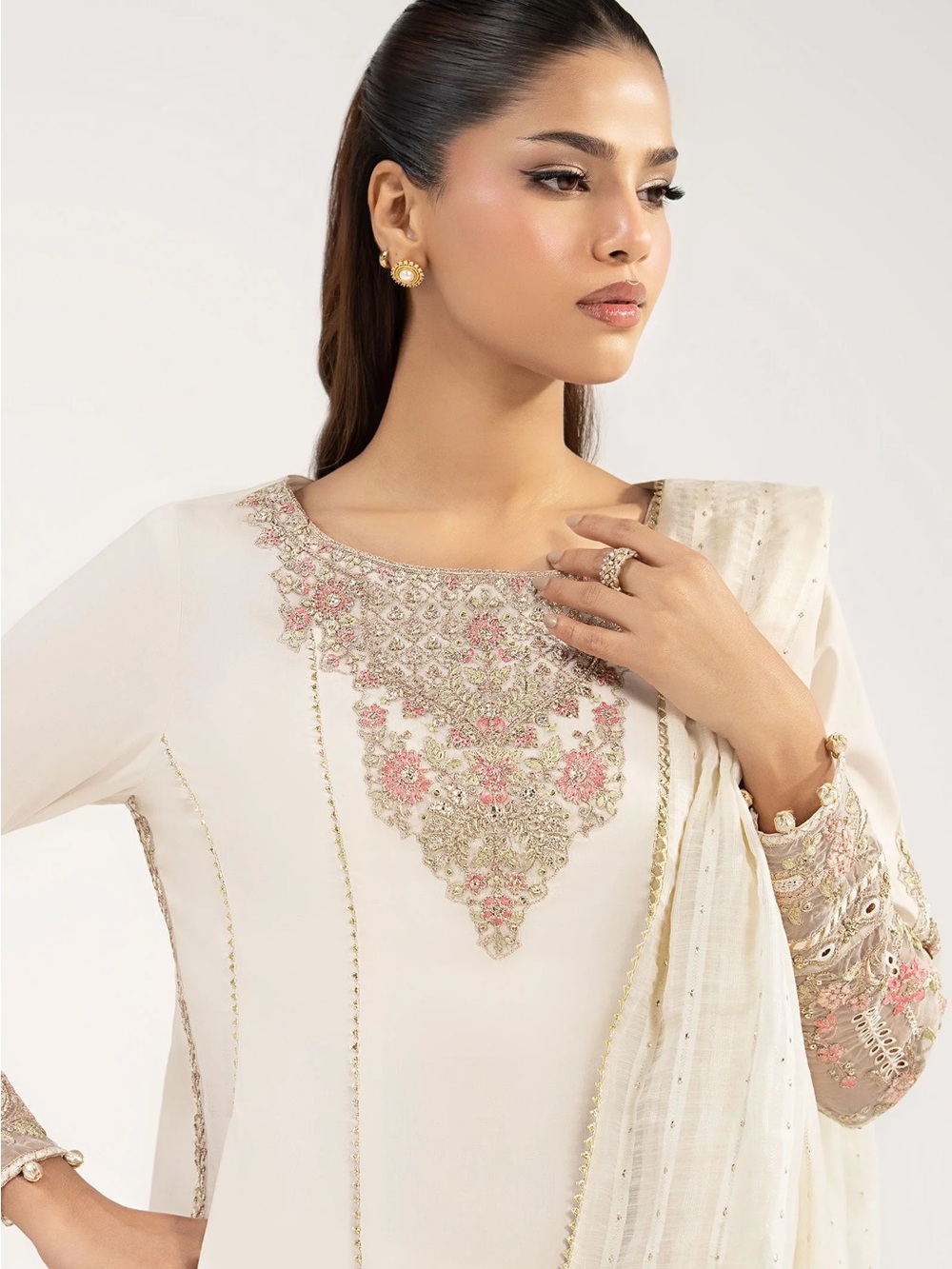 Maria B Cotton 3pc Embroidered Pakistani Formal Dress with Matching Dupatta NWT